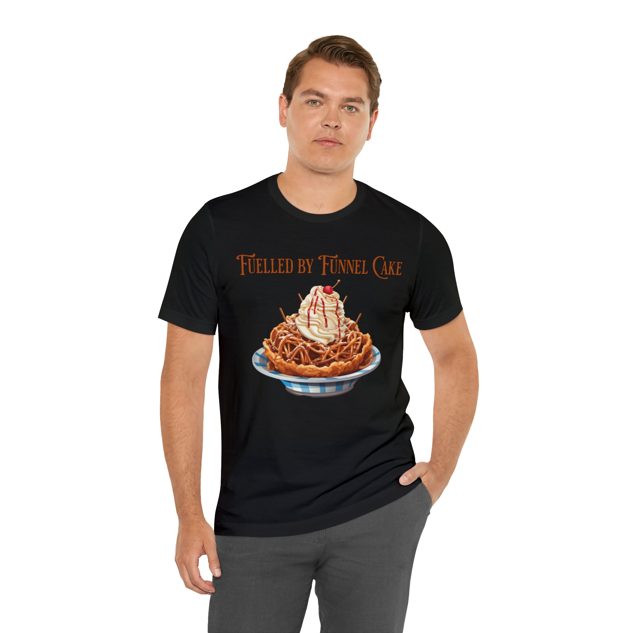 Fuelled By Funnel Cake Theme Park Themed Graphic Shirt