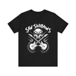 Load image into Gallery viewer, Saw Shadows Guitar and Skull Shirt
