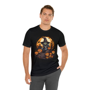 Witch's Brew Jack-o'-Lanterns Halloween Graphic Tee - Unisex Cotton T-Shirt for Spooky Season Enthusiasts