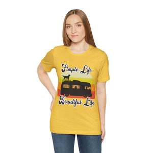 Simple Life, Beautiful Life RV Adventure Graphic Tee - Unisex Cotton T-Shirt for Outdoor Enthusiasts