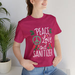 Load image into Gallery viewer, Peace, Love, &amp; Sanitizer Holiday Spirit Tee
