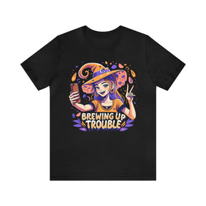 Brewing Up Trouble Witch Halloween Selfie Shirt