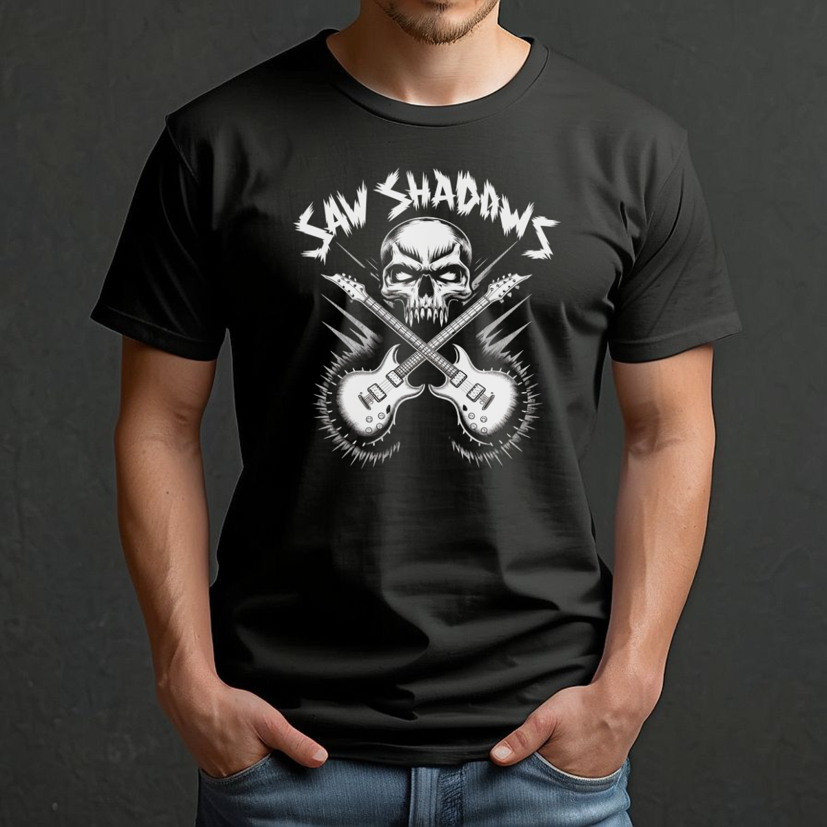 Saw Shadows Guitar and Skull Shirt