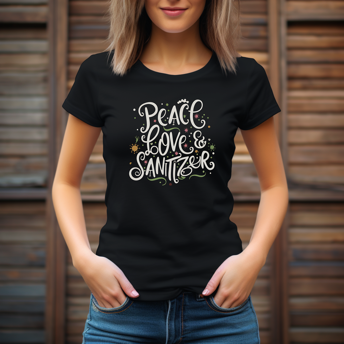 Peace Love & Sanitizer Funny Christmas Shirt