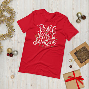 Peace Love & Sanitizer Funny Christmas Shirt