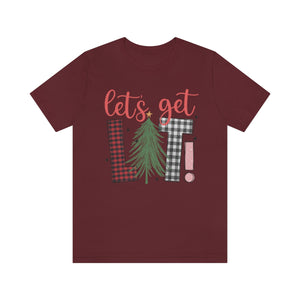 Lets Get Lit Plaid Design Christmas Tree Shirt