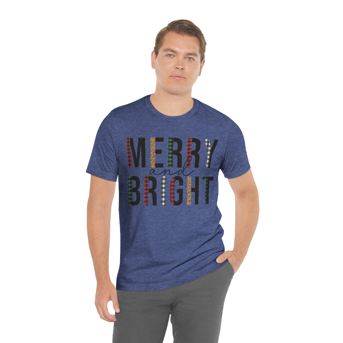 Merry & Bright Plaid Design Christmas Shirt