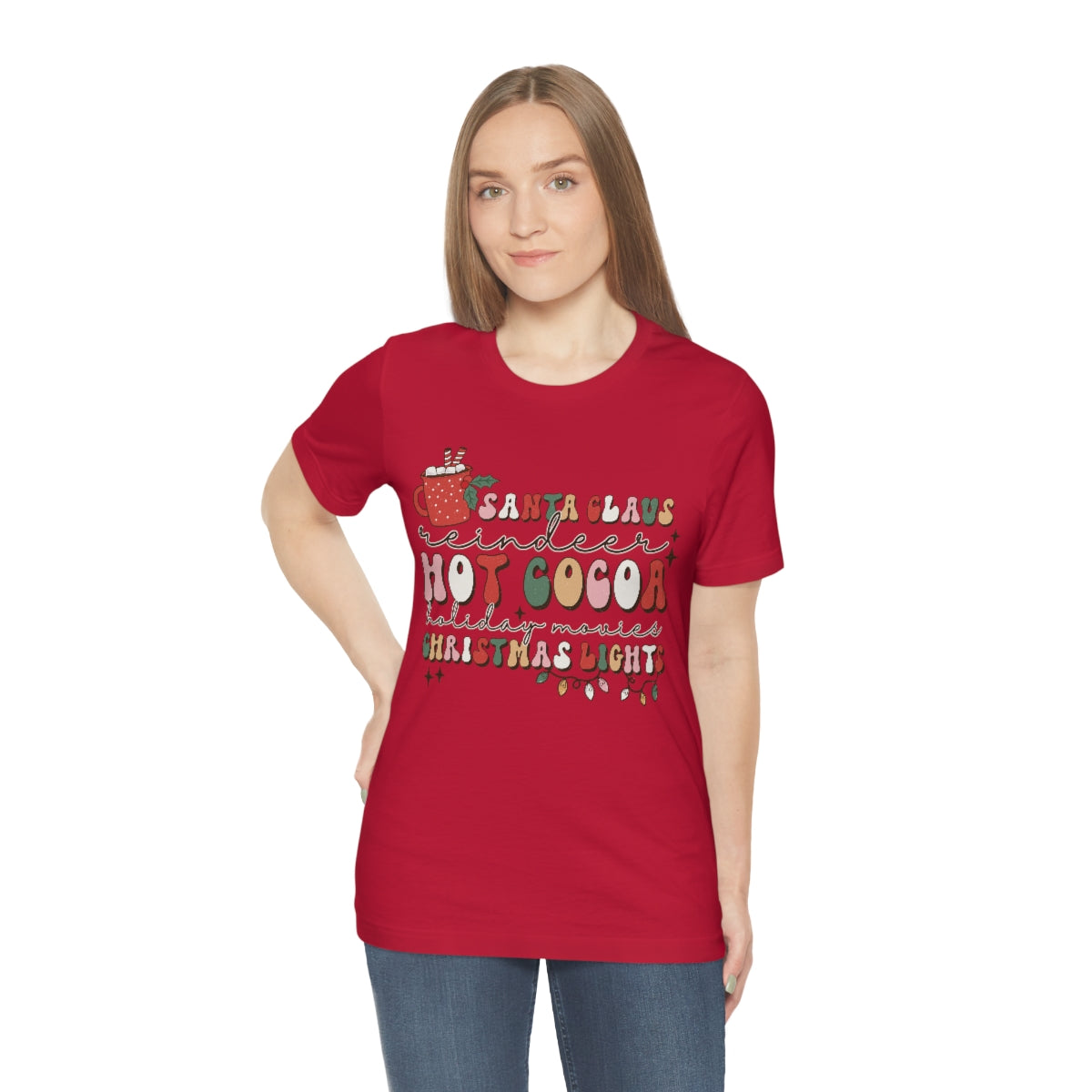 Santa Claus Hot Cocoa And Christmas Lights Shirt