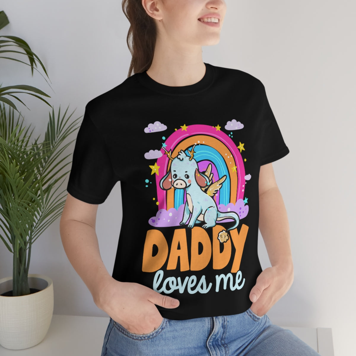 Daddy Loves Me Unicorn Rainbow Shirt For Adult Women