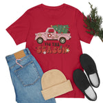 Load image into Gallery viewer, Tis the Season Pink Truck With Cut Christmas Tree Shirt
