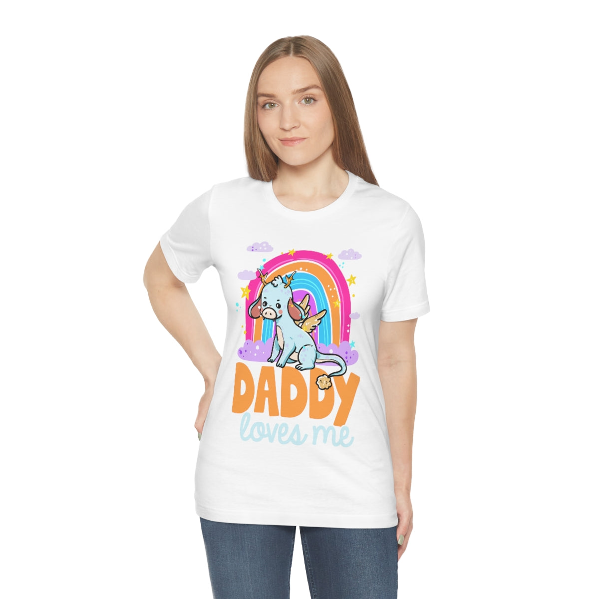 Daddy Loves Me Unicorn Rainbow Shirt For Adult Women