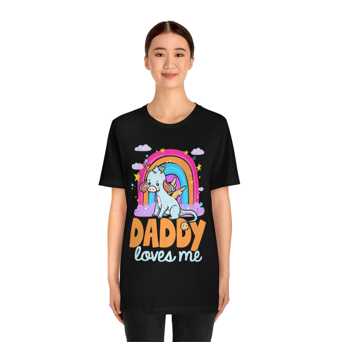 Daddy Loves Me Unicorn Rainbow Shirt For Adult Women