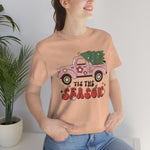 Load image into Gallery viewer, Tis the Season Pink Truck With Cut Christmas Tree Shirt
