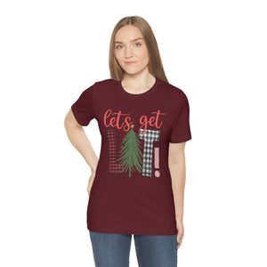 Lets Get Lit Plaid Design Christmas Tree Shirt