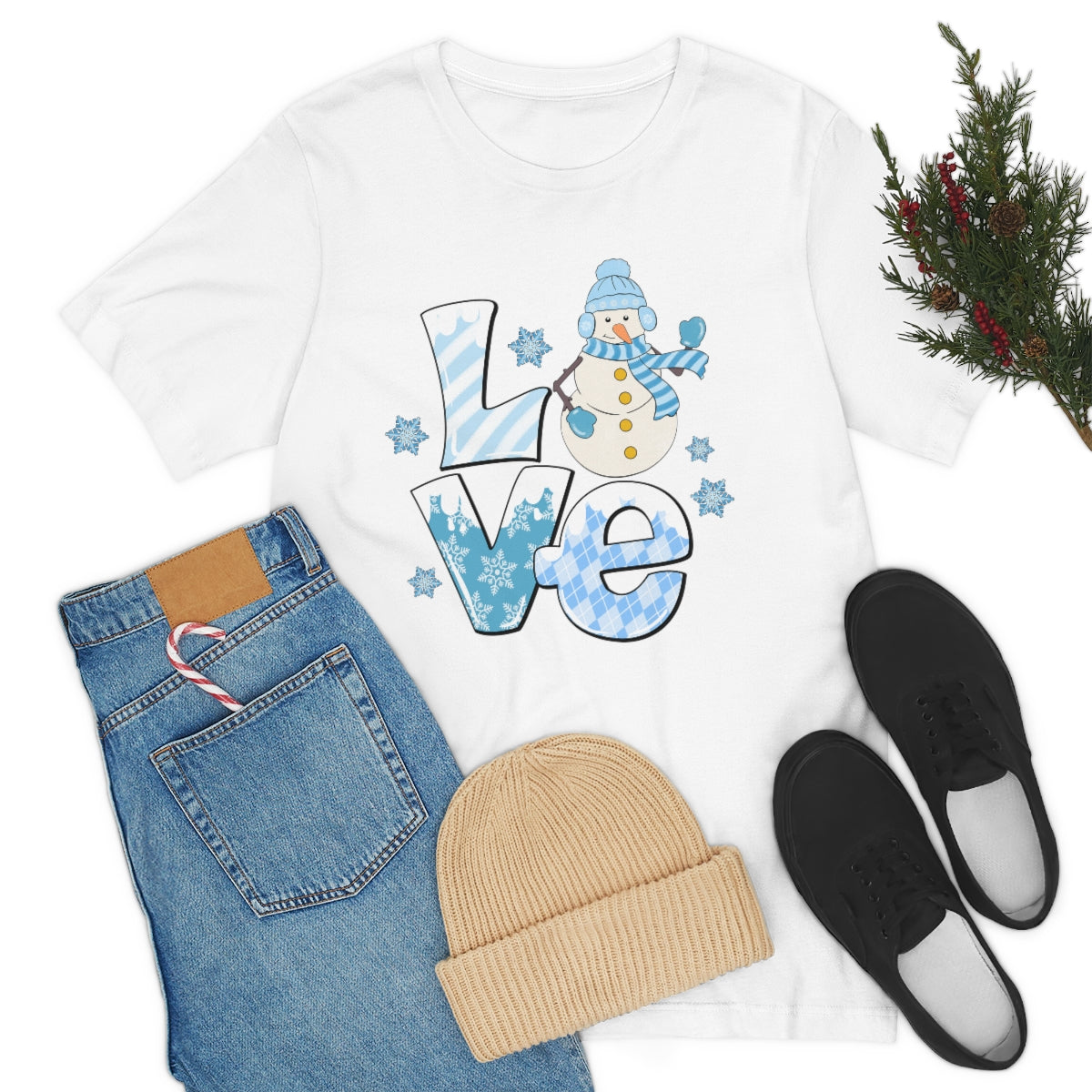 Love Snow Winter Holiday Snowman Shirt