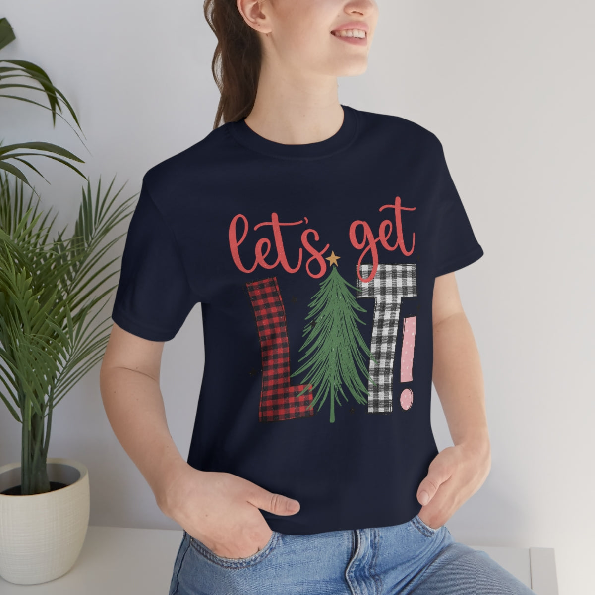 Lets Get Lit Plaid Design Christmas Tree Shirt