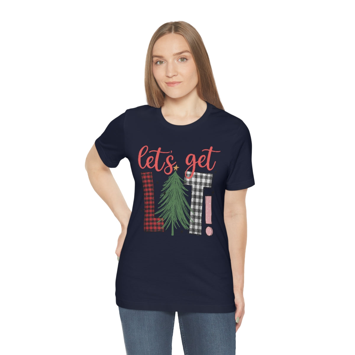 Lets Get Lit Plaid Design Christmas Tree Shirt