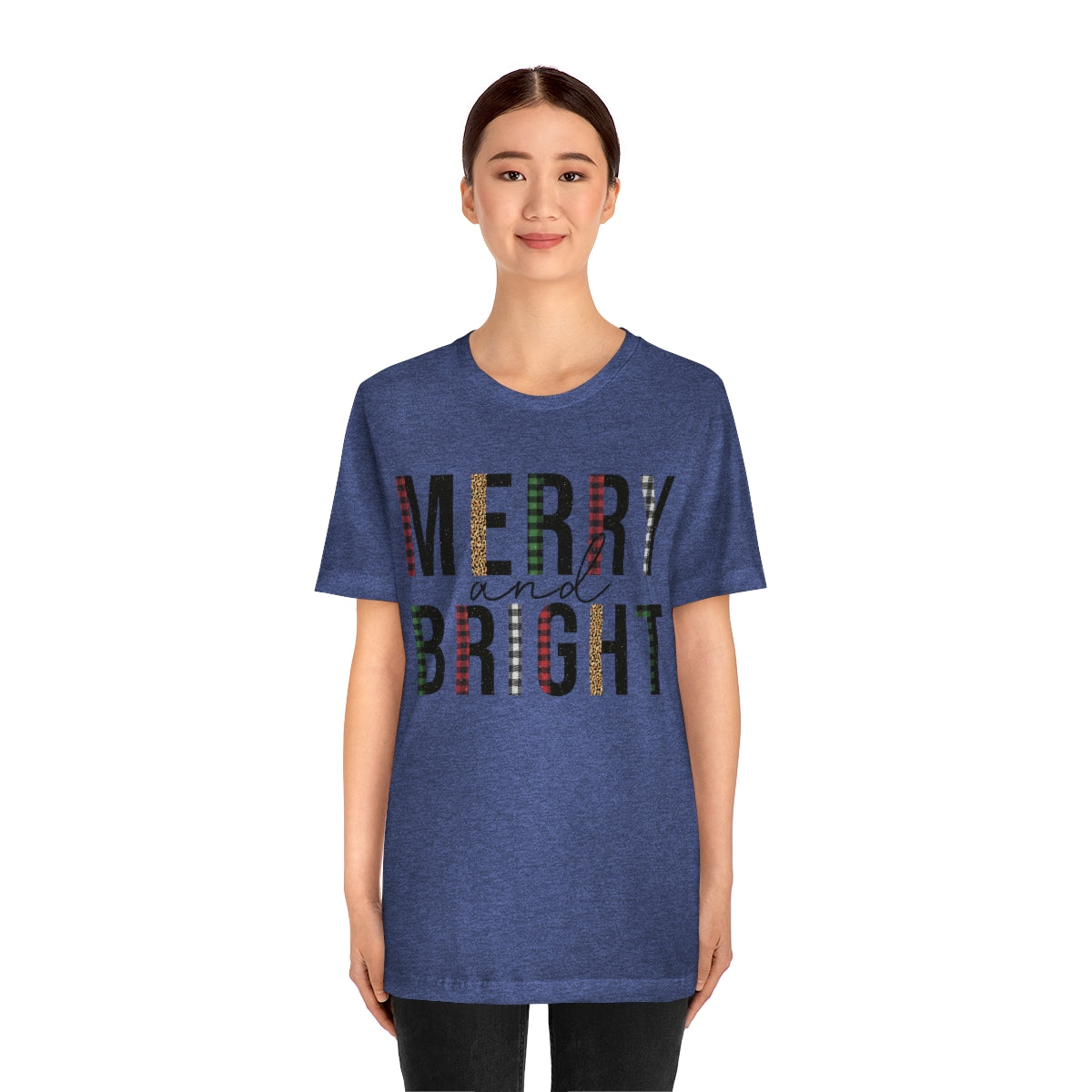 Merry & Bright Plaid Design Christmas Shirt