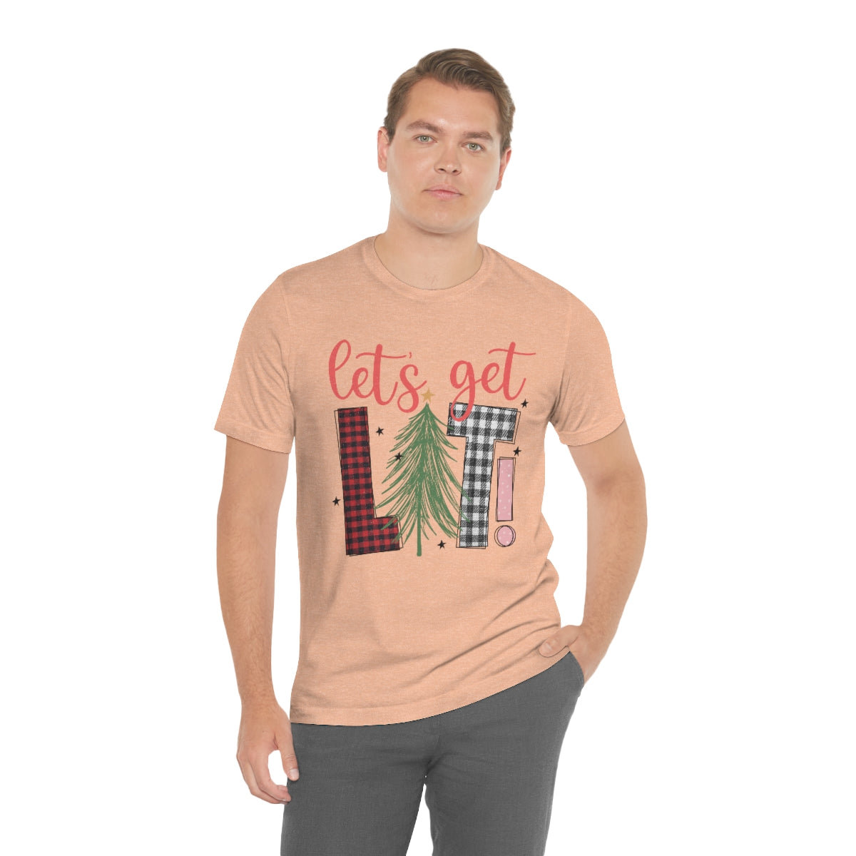 Lets Get Lit Plaid Design Christmas Tree Shirt