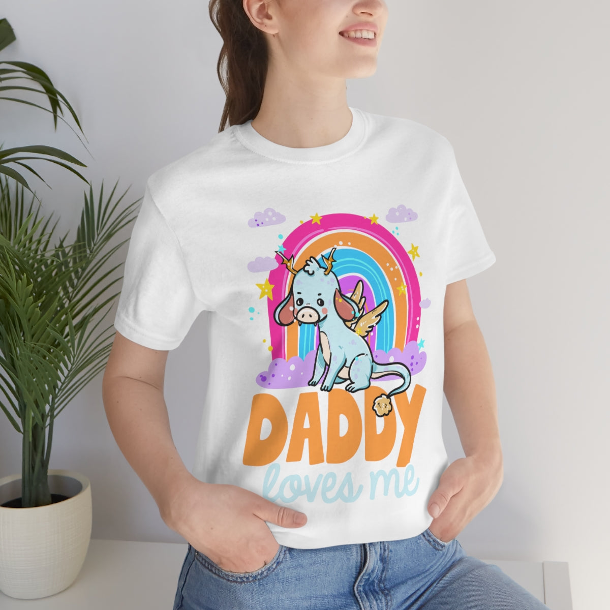 Daddy Loves Me Unicorn Rainbow Shirt For Adult Women