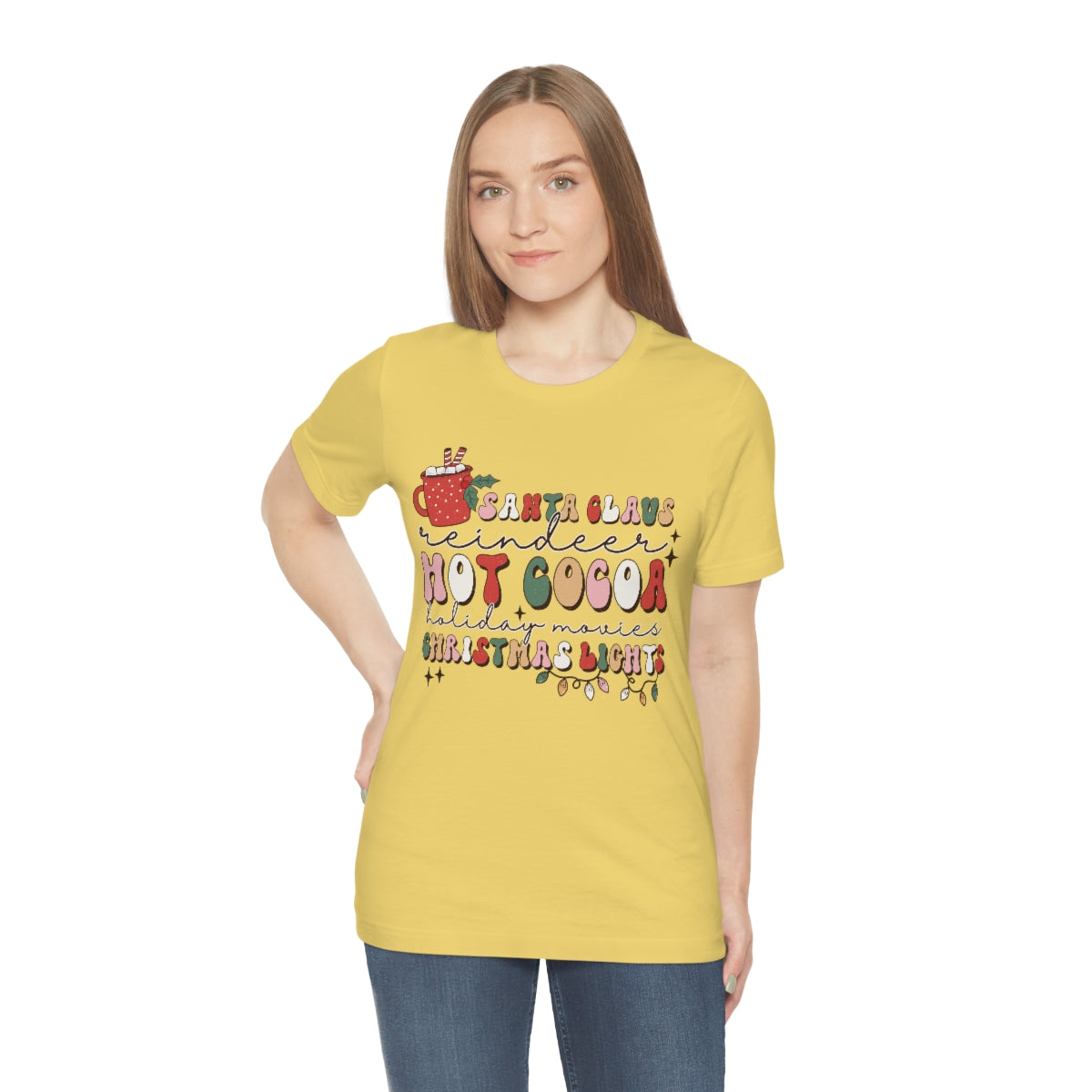 Santa Claus Hot Cocoa And Christmas Lights Shirt