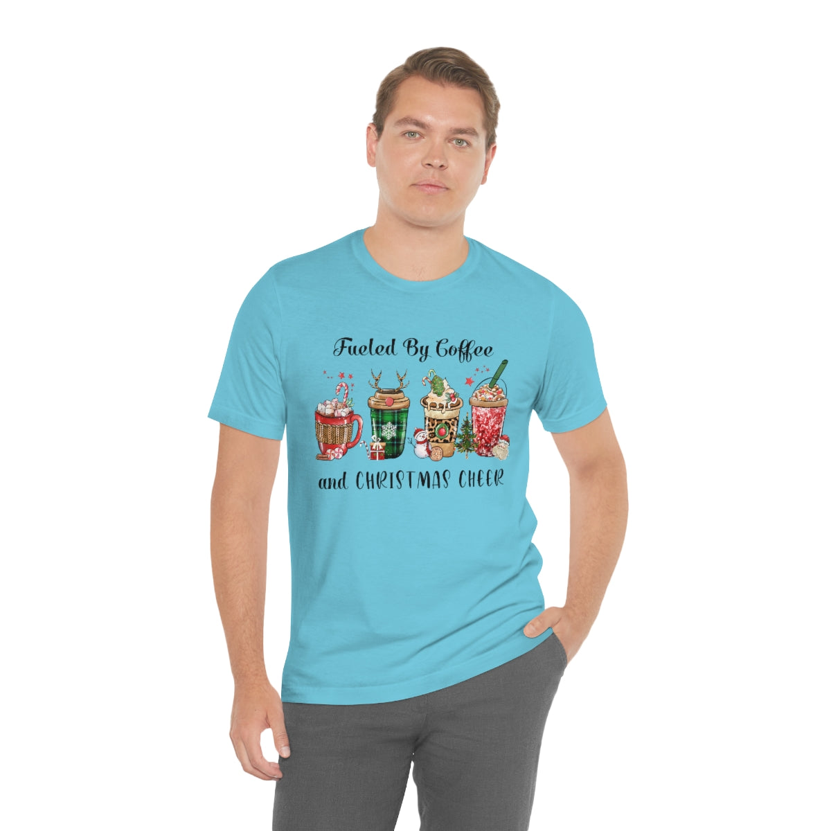 Fueled By Coffee And Christmas Cheer Tee - Adult Graphic Shirts