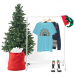 Load image into Gallery viewer, Joy Love Hope Peace Believe Christmas Flannel &amp; Leopard Print Rainbow Shirt
