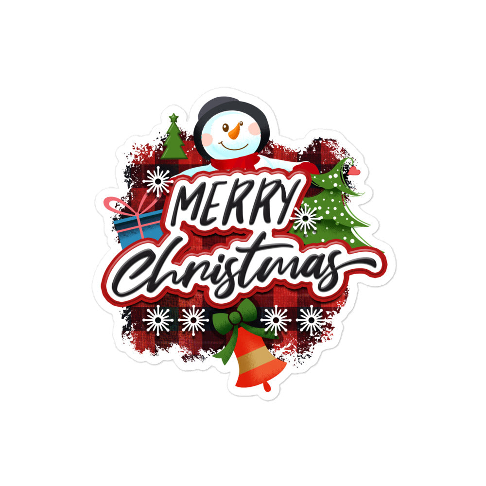 Holiday Snowman Merry Christmas Bubble-free stickers