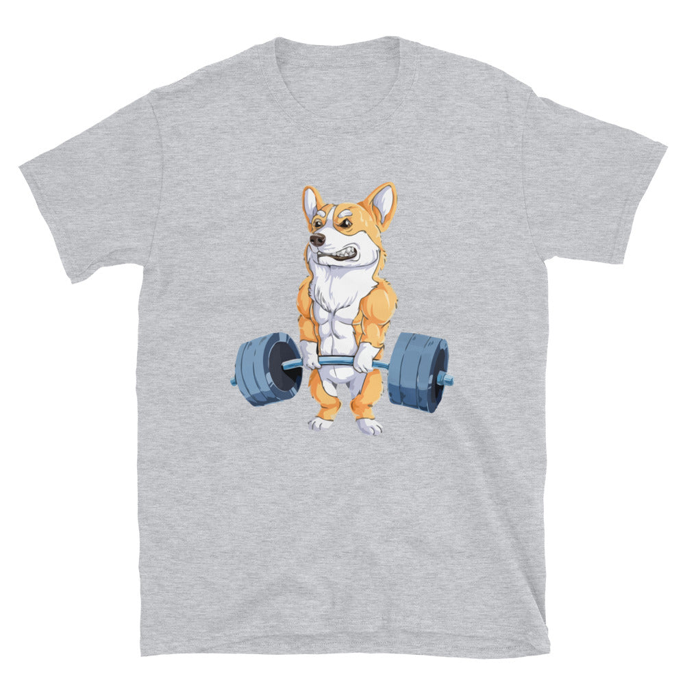 National Fitness Day Dog Lifting Weights Short-Sleeve Unisex T-Shirt