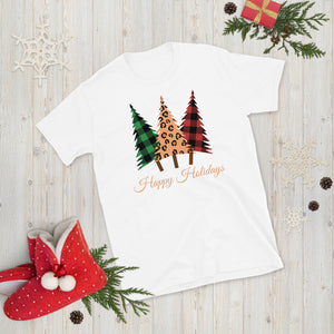 Flannel Christmas Tree Happy Holidays T-Shirt