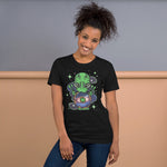 Load image into Gallery viewer, Green Alien Eating Donut Unisex t-shirt
