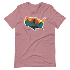 United States Mountains Sun Hiking T-Shirt for Hikers