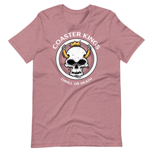 Coaster Kings Thrill Or Death King Skull Shirt For Roller Coaster Enthusiasts