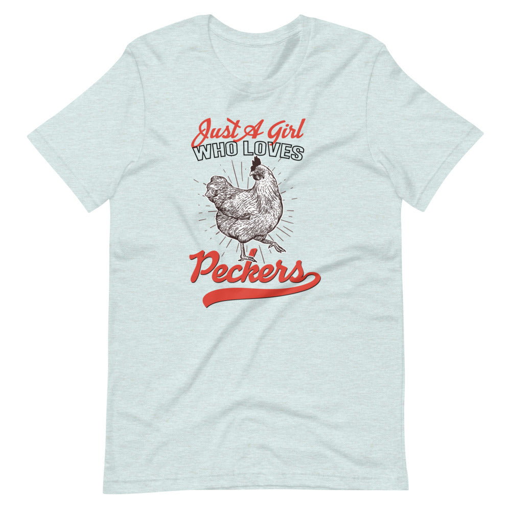 Just A Girl That Loves Peckers Funny Chicken Shirt