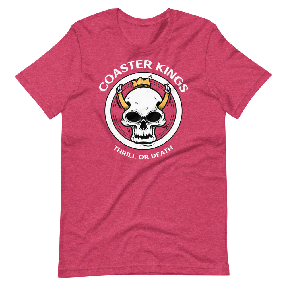 Coaster Kings Thrill Or Death King Skull Shirt For Roller Coaster Enthusiasts