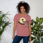 Load image into Gallery viewer, Witch On Broomstick Moon &amp; Bats Halloween Shirt
