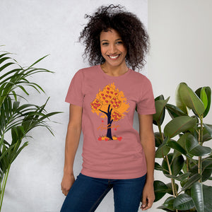 Love Autumn Fall With Hearts & Tree Unisex t-shirt