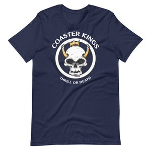 Coaster Kings Thrill Or Death King Skull Shirt For Roller Coaster Enthusiasts