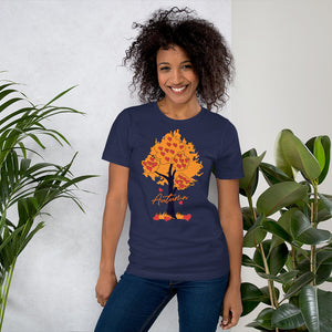 Love Autumn Fall With Hearts & Tree Unisex t-shirt