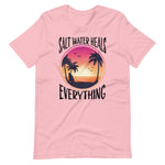 Load image into Gallery viewer, Salt Water Heals Everything Shirt Featuring Palm Trees And Sunset
