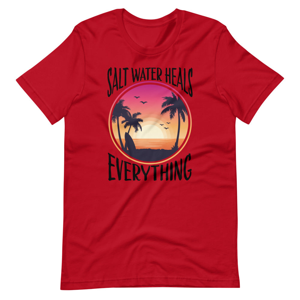 Salt Water Heals Everything Shirt Featuring Palm Trees And Sunset