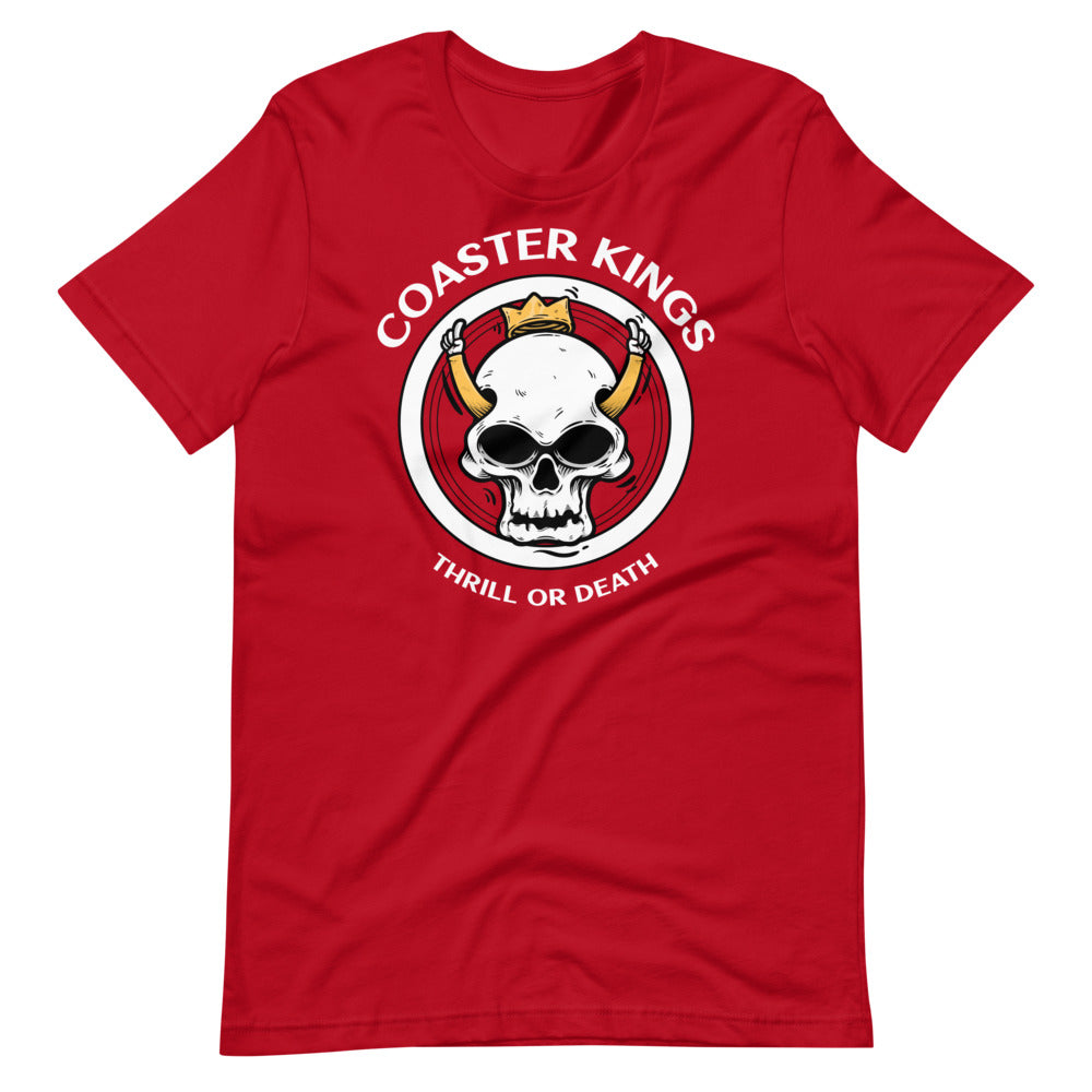 Coaster Kings Thrill Or Death King Skull Shirt For Roller Coaster Enthusiasts