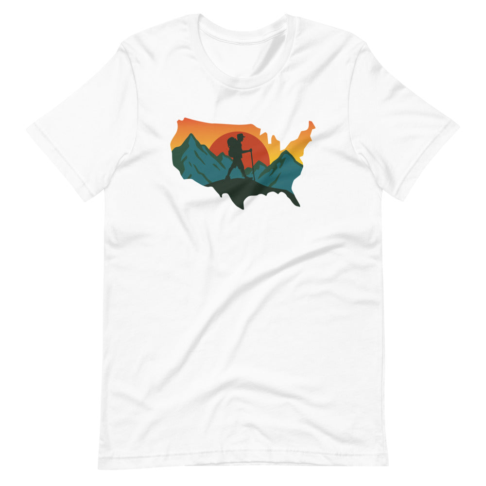 United States Mountains Sun Hiking T-Shirt for Hikers