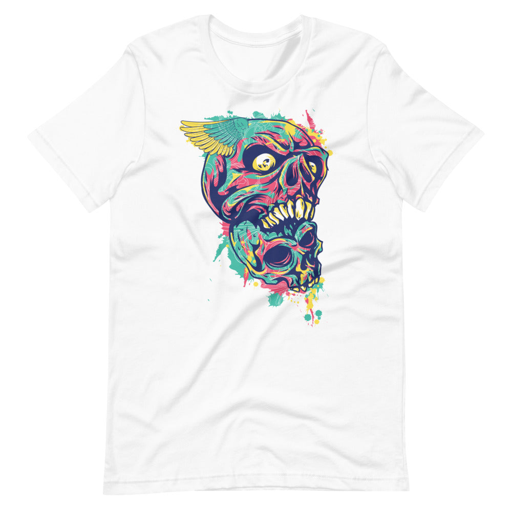 Colorful Graphic Artistic Skull Short-Sleeve Shirt