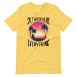 Load image into Gallery viewer, Salt Water Heals Everything Shirt Featuring Palm Trees And Sunset
