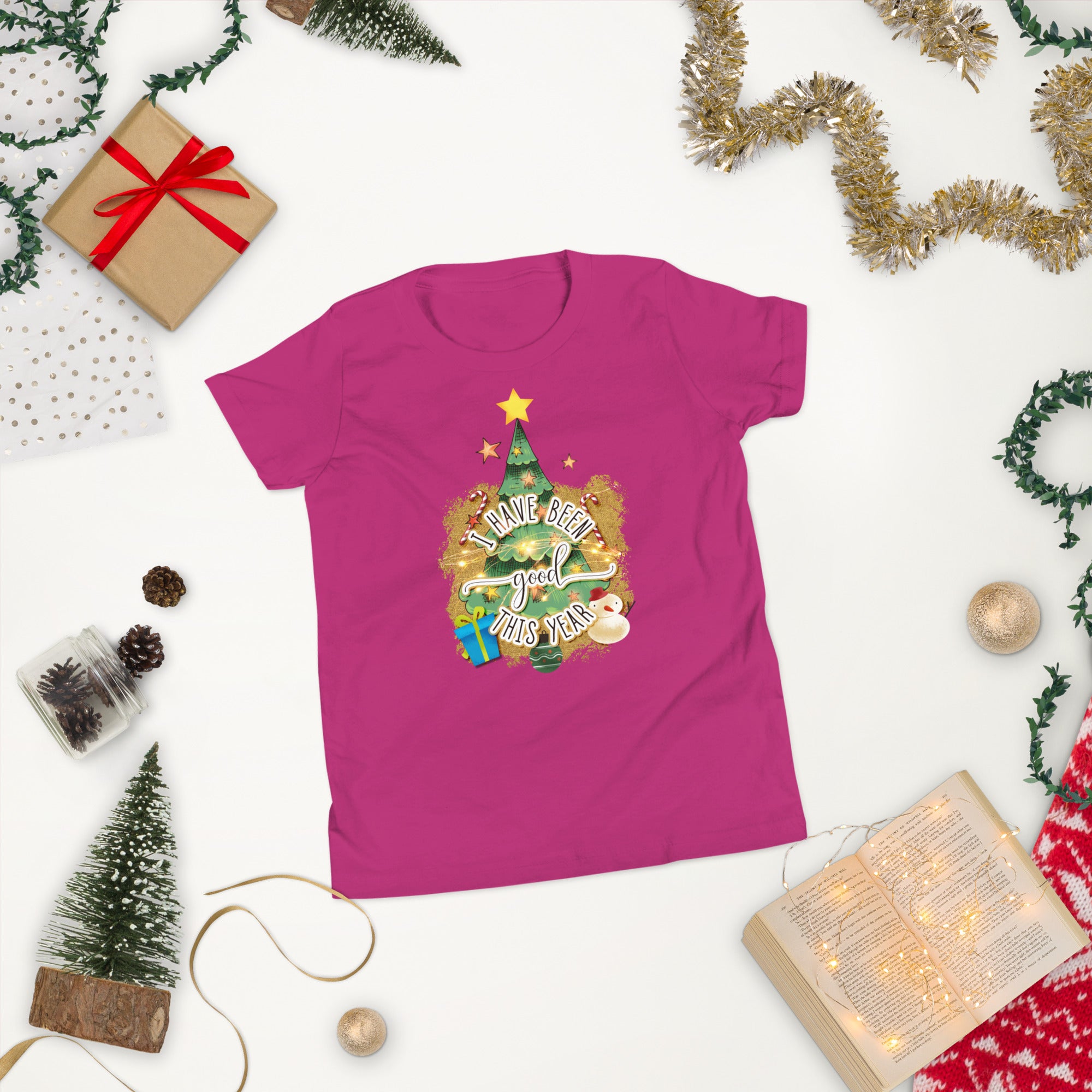 I've Been Good All Year Christmas Tree Youth Short Sleeve T-Shirt