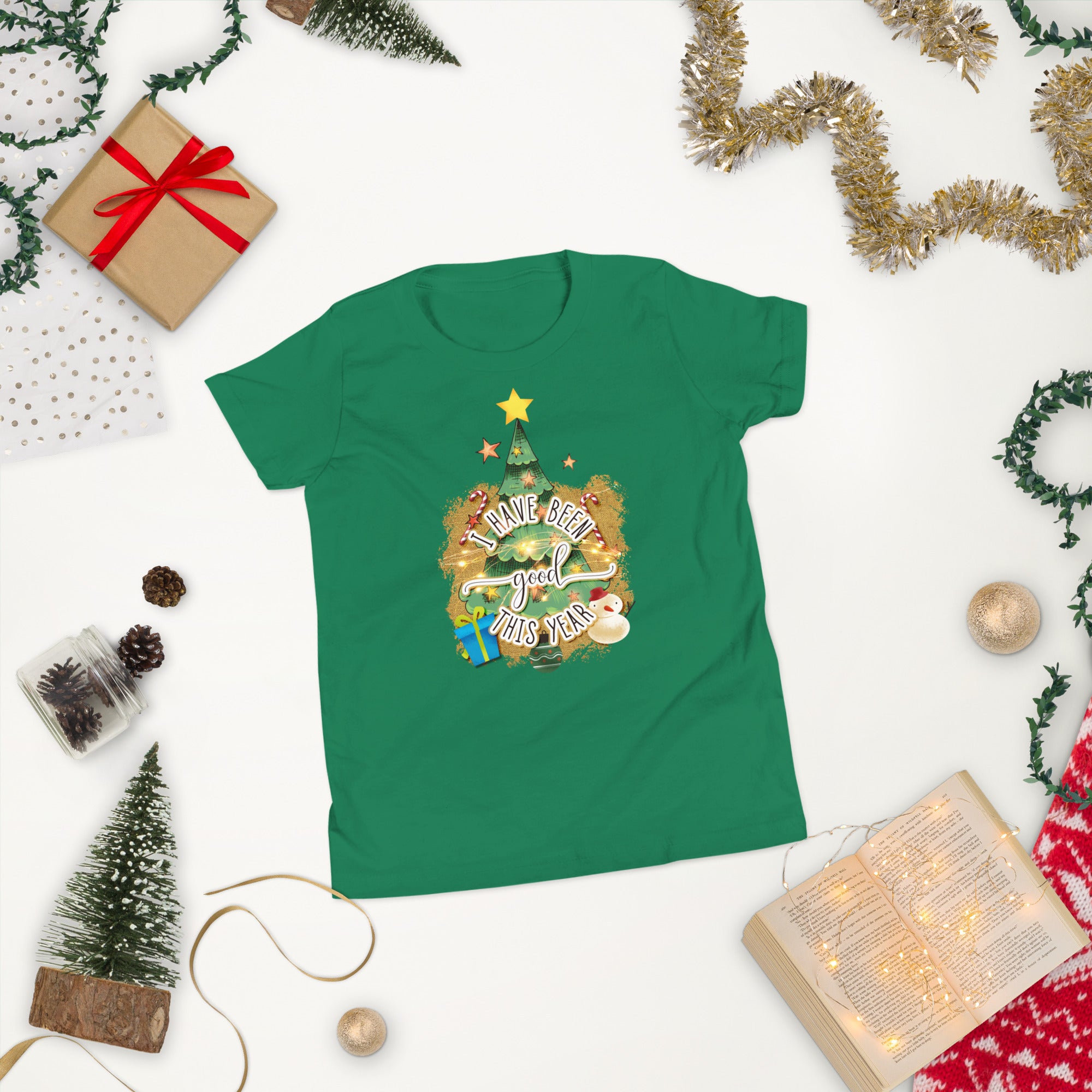 I've Been Good All Year Christmas Tree Youth Short Sleeve T-Shirt